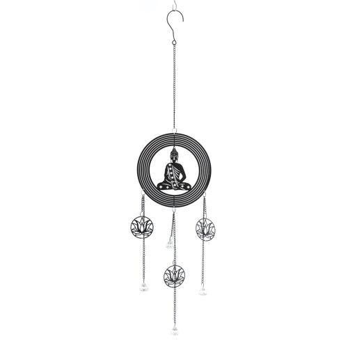 Metall-Hänger Buddha i.Kreis3D, 18 x 0,5 x 80 cm, schwarz, 807022