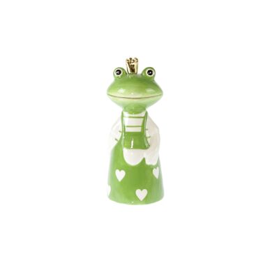 Dolomite frog prince with crown, 5 x 5.5 x 13 cm, green/white, 807169