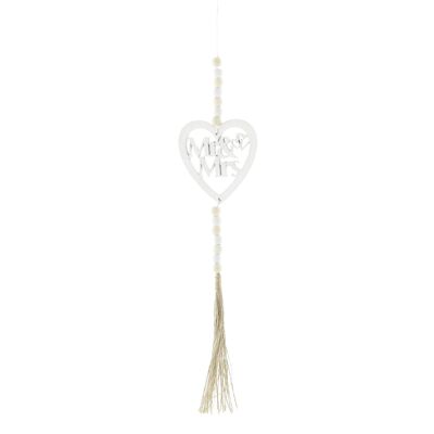 Wooden heart hanger Mr & Mrs, 8 x 1 x 45 cm, white, 807275