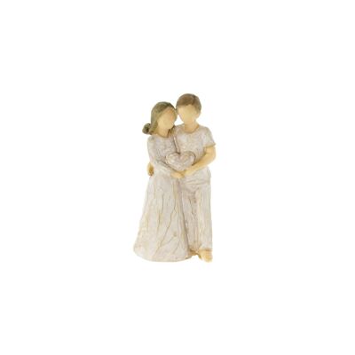 Poly figure couple with heart, 4.5 x 3 x 8.5 cm, beige, 807428