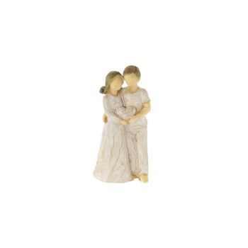 Figurine poly couple avec coeur, 4,5 x 3 x 8,5 cm, beige, 807428 1