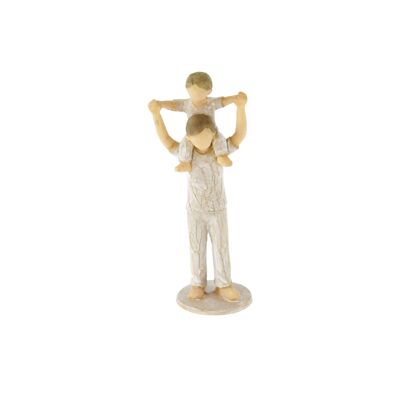 Figurine en poly père avec enfant, 4 x 2 x 10 cm, beige, 807435