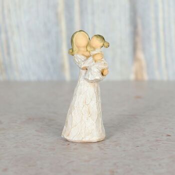 Figurine en poly mère et fille, 3,5 x 2,5 x 8 cm, beige, 807459 2