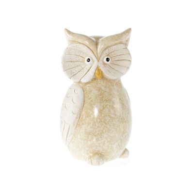 Ceramic owl for standing, 12.5 x 11.5 x 21.5 cm, beige, 807541
