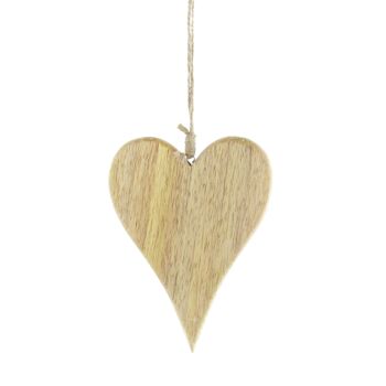 Coeur de suspension en bois de manguier, 12,5 x 1,5 x 17 cm, naturel, 809088 1