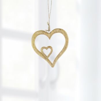 Cintre en bois de manguier coeur en coeur, 10,5 x 1 x 10 cm, naturel, 809118 2
