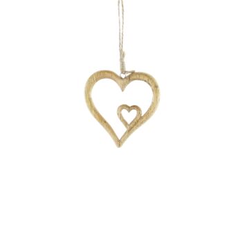 Cintre en bois de manguier coeur en coeur, 8 x 1 x 7,5 cm, naturel, 809125 1