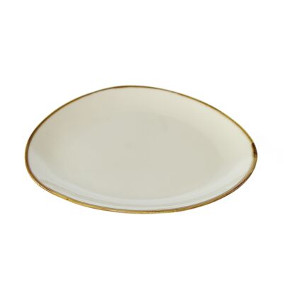 Piatto in porcellana ovale, 23,5 x 21 x 2,3 cm, bianco/marrone, 809910