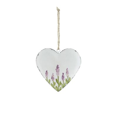 Metal hanger heart lavender, 10 x 1 x 10 cm, white/purple, 810398