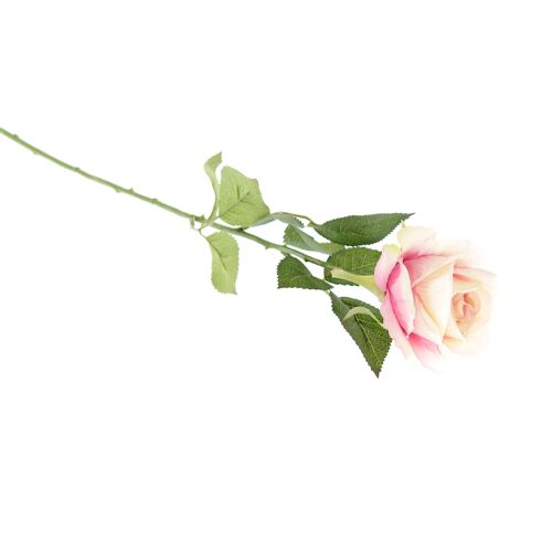 Kunststoff-Rose mit Blättern, Länge: 62 cm, rosa, 810534