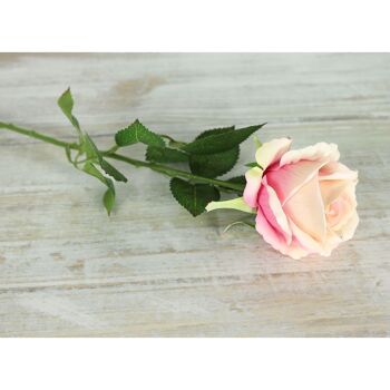 Rose en plastique avec feuilles, longueur : 62 cm, rose, 810534 2