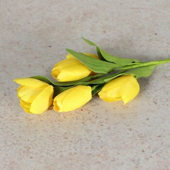 Bouquet de tulipes en plastique, longueur : 30 cm, jaune, 810633 2