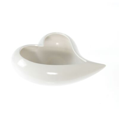 Ceramic bowl heart, 28 x 22 x 9 cm, white, 811616