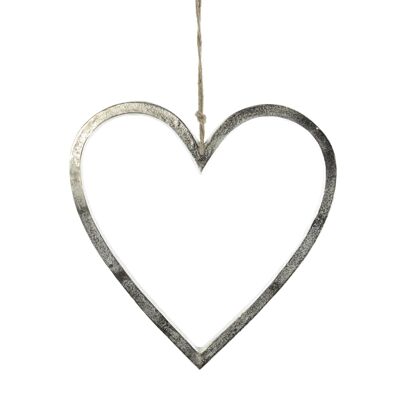 Percha de aluminio con forma de corazón grande, 40 x 40 cm, plateada, 811869