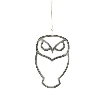 Aluminum hanger owl silhouette., 12.5 x 19.5 x 0.5 cm, silver, 812033