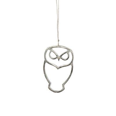 Aluminum hanger owl silhouette., 9.5 x 14.5 x 0.5 cm, silver, 812040