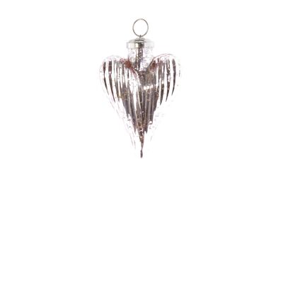 Glass pendant heart, 9 x 9 x 11 cm, pink, 812446