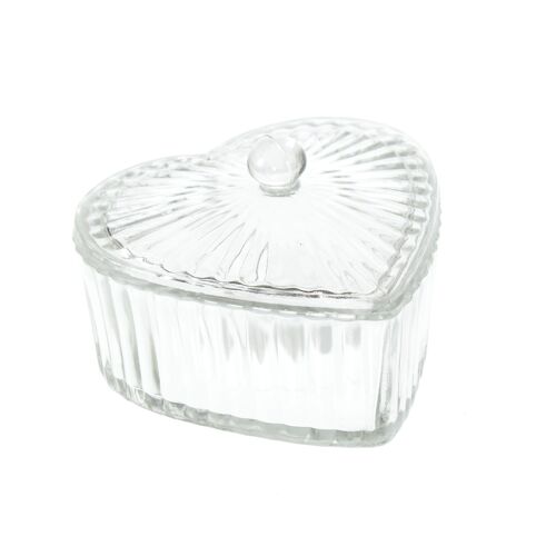 Glas-Herzdose mit Deckel, 15,5 x 15,5 x 11 cm, klar, 812569