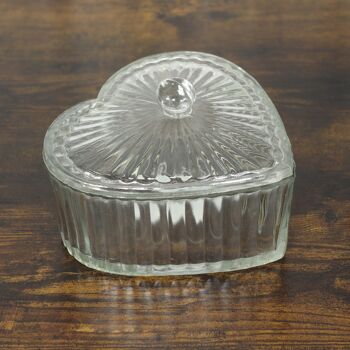 Pot coeur en verre avec couvercle, 15,5 x 15,5 x 11 cm, transparent, 812569 2