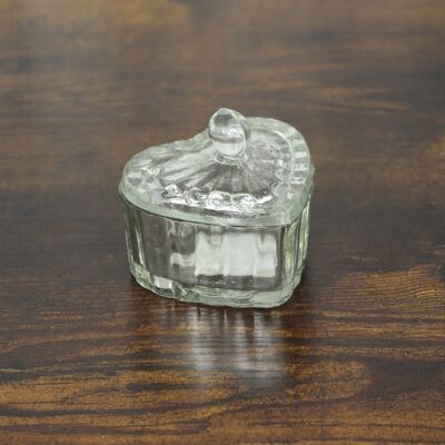 Pot coeur en verre avec couvercle, 7,5 x 7,5 x 7 cm, transparent, 812576