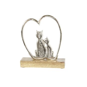 Coeur en aluminium m. Paire de chats, 15 x 5 x 18 cm, argent/naturel, 812620 1
