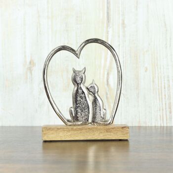 Coeur en aluminium m. Paire de chats, 15 x 5 x 18 cm, argent/naturel, 812620 2