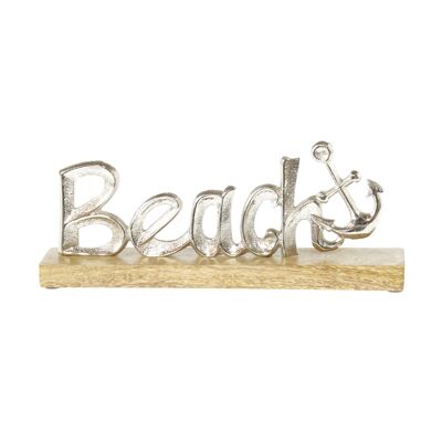 Aluminium-Schriftzug Beach, 28 x 5 x 12 cm, silber/natur, 812651