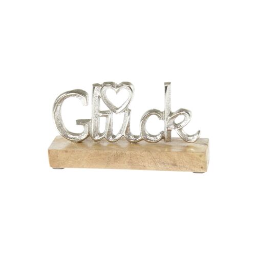 Aluminium-Schriftzug Glück, 15 x 4 x 8 cm, silber/natur, 812682