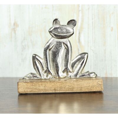 Aluminum tree frog large, 17 x 5 x 14 cm, silver/natural, 812866