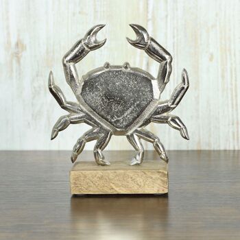 Crabe en aluminium grand, 15 x 5 x 17 cm, argent/naturel, 812880 2