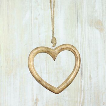 Petit cintre cœur en bois, 14 x 2 x 14 cm, marron, 812927 2