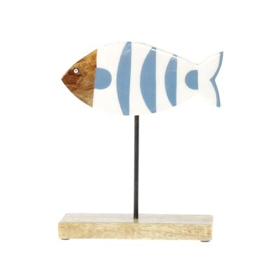 Présentoir en bois poisson maritime, 25 x 6 x 22 cm, blanc/bleu, 813511