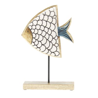Wooden fish display, painted, 20 x 6 x 32 cm, white/natural, 813696