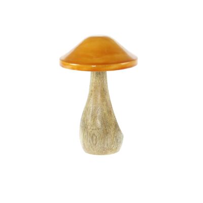 Painted wooden mushroom, small, Ø 9.5 x 16.5 cm, orange, 813788