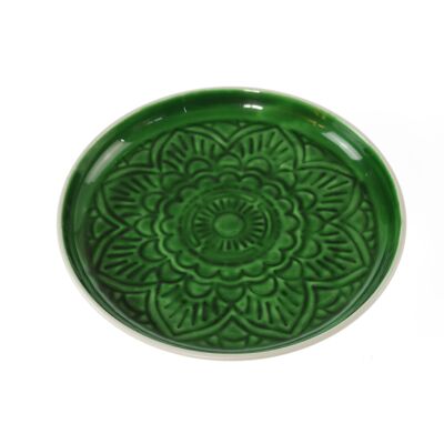Metal tray OrnamentdesignS, Ø 25 x 3 cm, dark.green lacquer., 813870