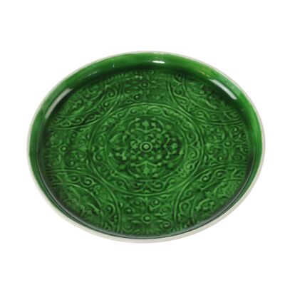 Metal tray OrnamentdesignM, Ø 30 x 3 cm, dark.green lacquer., 813887