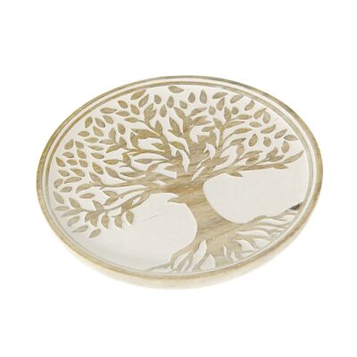 Wooden plate tree of life round, Ø 20 x 2.5 cm, brown/white, 814044