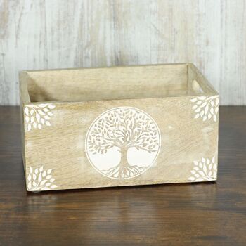 Boîte en bois avec arbre de vie, 24 x 16 x 11 cm, marron/blanc, 814075 2