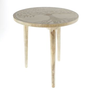 Table d'appoint en bois Arbre de Vie, Ø 40 x 45 cm, marron/blanc, 814129 1
