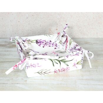 Corbeille à pain en tissu design lavande, 25 x 25 x 10 cm, violet, 814303 2