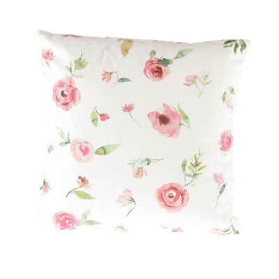 Coussin en tissu motif rose, 40 x 40 x 10 cm, rose, 814334