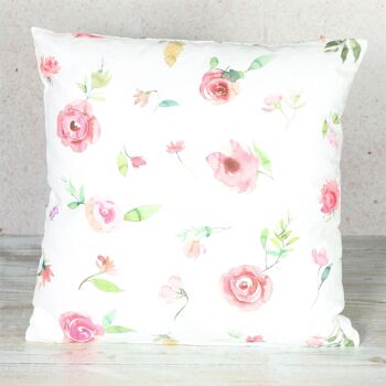 Coussin en tissu motif rose, 40 x 40 x 10 cm, rose, 814334 2