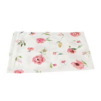 Chemin de table en tissu motif rose, 40 x 120 x 0,5 cm, rose, 814341 1