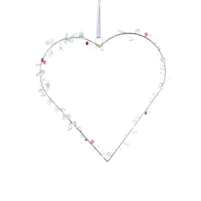 Metal hanger heart with stones, 25 x 1 x 25 cm, multicolored, 814440