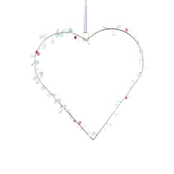 Cintre en métal coeur avec pierres, 25 x 1 x 25 cm, multicolore, 814440 1