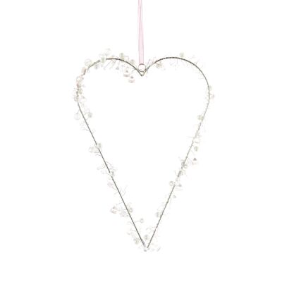 Cintre en métal coeur avec pierres, 25 x 1 x 25 cm, rose, 814471