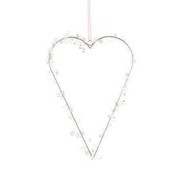 Cintre en métal coeur avec pierres, 25 x 1 x 25 cm, rose, 814471 1