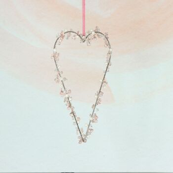 Cintre en métal coeur avec pierres, 25 x 1 x 25 cm, rose, 814471 2