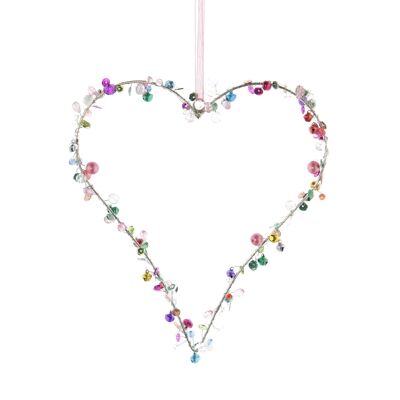 Metal hanger heart with stones, 20 x 1 x 20 cm, multicolored, 814518