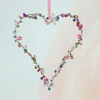 Cintre en métal coeur avec pierres, 20 x 1 x 20 cm, multicolore, 814518 2